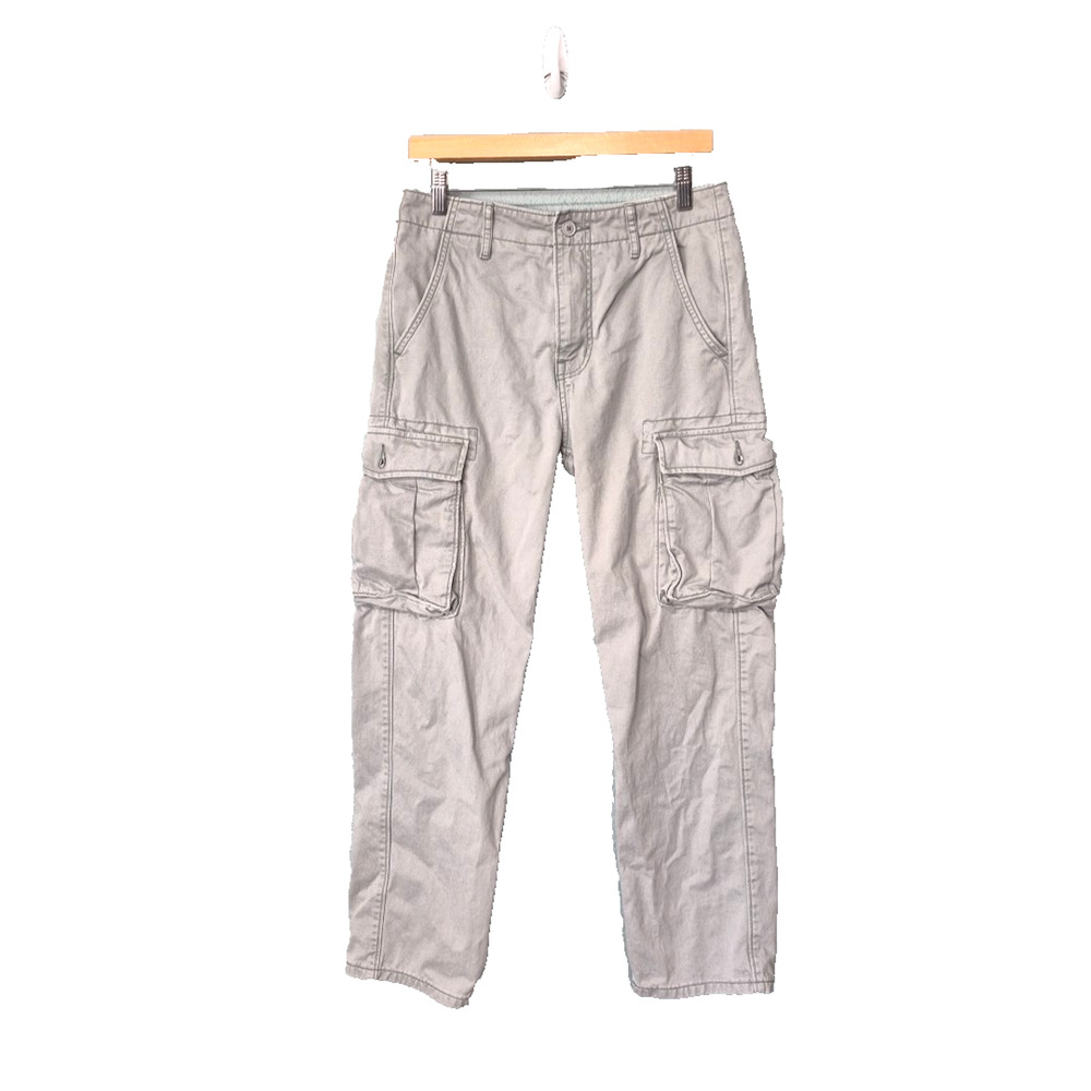 Levis Cargo Pants Women 26 Premium Baggy Wide Leg Flare Grey Twill Utility Y2K